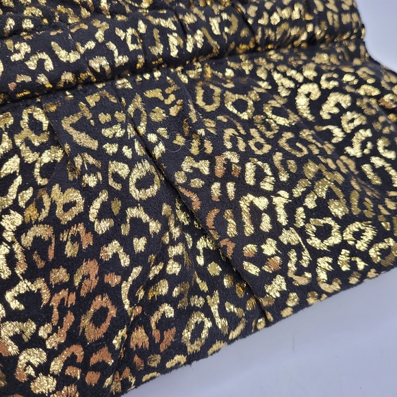 ⭐️4/25 Express Cheetah Print Clutch Ruffle Zipper Top Y2K Black & Gold 11"x6" - Picture 2 of 9